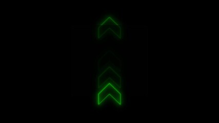 Aufkleber - Dynamic Neon Arrow Upward Movement Green Glowing Arrow Symbol on Black Background Perfect for