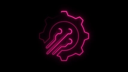 Aufkleber - Neon Pink Tech Gear Circuitry Loop Animation Futuristic Technology Concept Digital Innovation