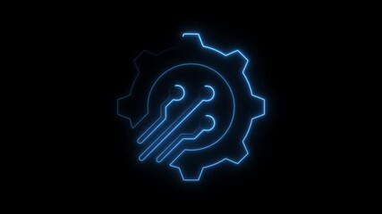 Aufkleber - Glowing Blue Tech Gear Circuitry Animation Futuristic Digital Technology Concept Innovation and