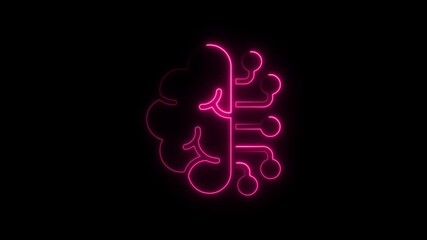 Aufkleber - Neon Brain Circuitry Animation Futuristic A I Concept Digital Intelligence Illustration