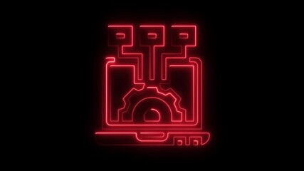 Aufkleber - Animated Neon Red Data Processing Icon Loop for Technology and Innovation Concepts Futuristic