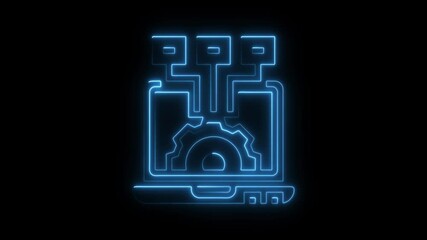 Aufkleber - Blue Neon Data Processing and Server Connection Animation Loop Futuristic Tech Concept