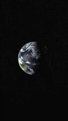 Poster - Pixelated planet in space against a dark background with scattered stars showing detailed landmasses. A celestial view of the planet with atmospheric details.