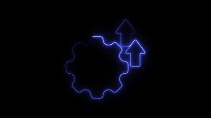 Poster - Animated Neon Gear and Arrows Rising Concept Illustrating Process Improvement Growth and Progress