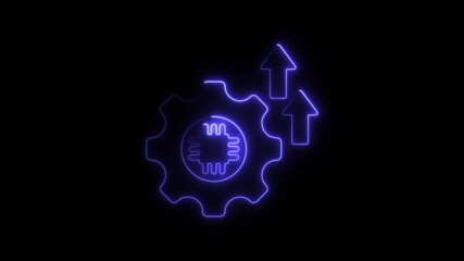 Aufkleber - Neon Tech Upgrade Animation Gear and Arrows Rising Digital Transformation Concept Futuristic