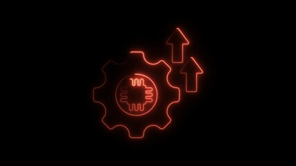 Aufkleber - Neon Tech Upgrade Concept Gear and Arrows Rising Digital Transformation Innovation Progress