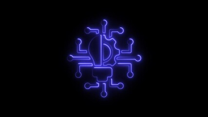 Aufkleber - Futuristic Tech Innovation Concept Glowing Neon Circuitry Idea Generation Gear Bulb Symbol on