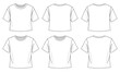 © Sagor Creatives - Blank white t-shirt template set, front and back view, crop and regular fit style, fashion apparel mockup design, isolated vector illustration