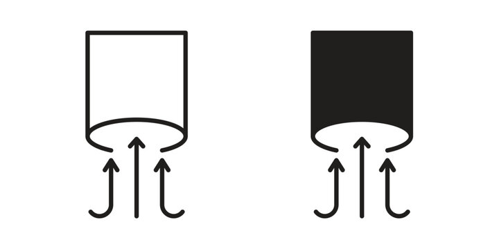 Air suction icon. Flat and stroke versions. Graphic elements.