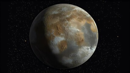 Poster - Digitally rendered illustration of a celestial body with a textured surface and a golden glowing aura against a starry backdrop. Evokes a sense of cosmic wonder and exploration.