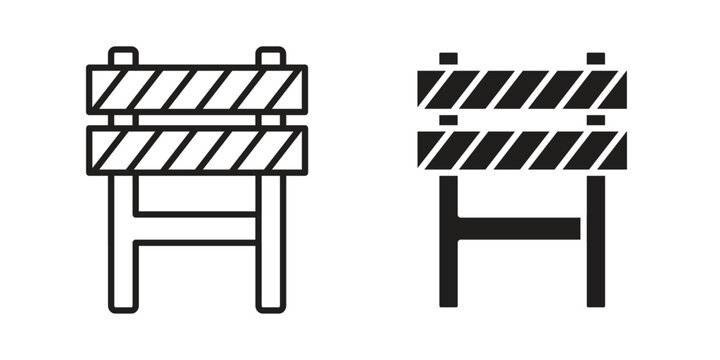 Barrier icon. Flat and stroke versions. Graphic elements.
