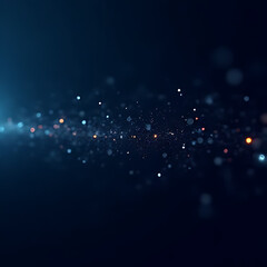 Aufkleber - Abstract dark blue background with bokeh effect featuring glowing particles of white orange and blue light with blurred focus