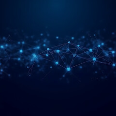 Aufkleber - Abstract digital network illustration with glowing blue nodes connected by lines on a dark blue background