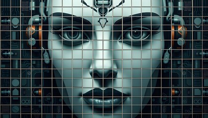 Poster - Artificial intelligence revolution digital world graphic art futuristic portrait view technology