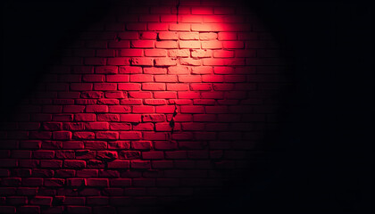 Aufkleber - Red spotlight illuminating brick wall urban setting photography nighttime close-up