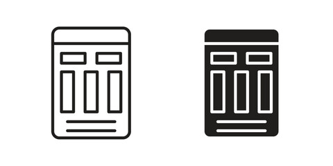 Poster - Mood board icon. Flat and stroke versions. Graphic elements.