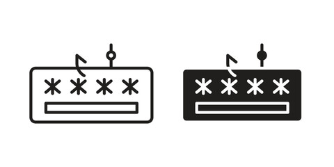 Poster - Password phishing icon. Flat and stroke versions. Graphic elements.