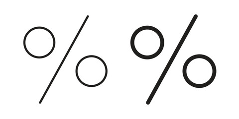 Poster - Percent icon. Flat and stroke versions. Graphic elements.