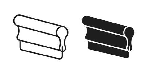 Poster - Print screen icon. Flat and stroke versions. Graphic elements.