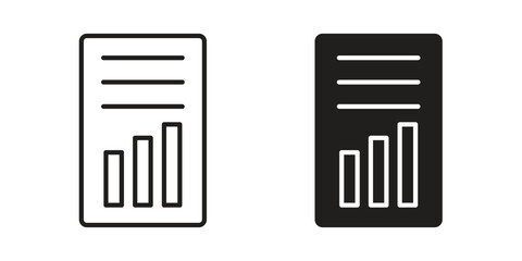 Poster - Quarterly report icon. Flat and stroke versions. Graphic elements.