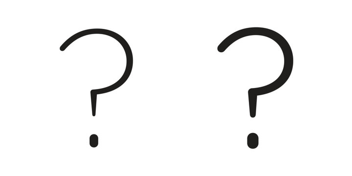 Question icon. Flat and stroke versions. Graphic elements.