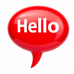 Leinwandbilder - Glossy red speech bubble with word HELLO isolated on white background. 3D rendering.