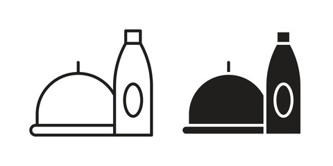 Poster - Room service icon. Flat and stroke versions. Graphic elements.