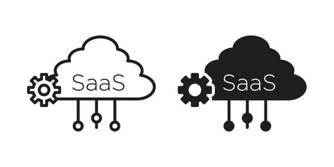 Poster - SaaS icon. Flat and stroke versions. Graphic elements.