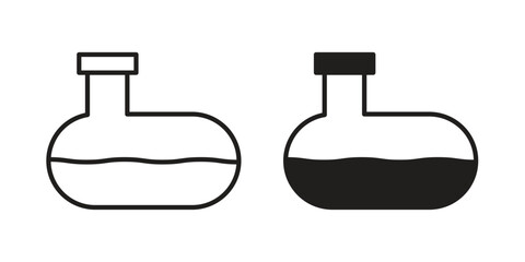 Poster - Sewerage tank icon. Flat and stroke versions. Graphic elements.