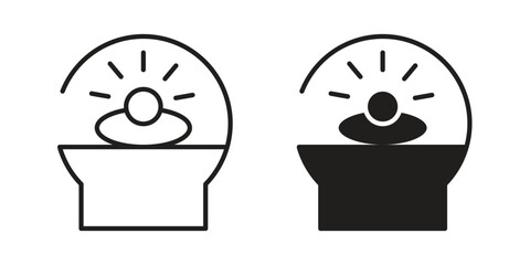Poster - Solarium icon. Flat and stroke versions. Graphic elements.