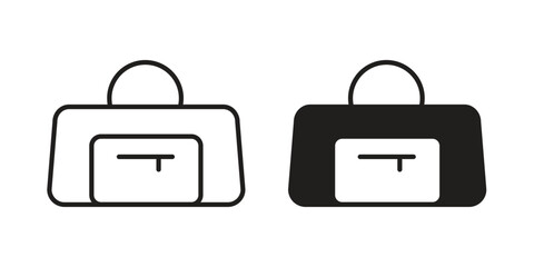 Aufkleber - Sports bag icon. Flat and stroke versions. Graphic elements.