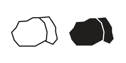 Poster - Stone icon. Flat and stroke versions. Graphic elements.