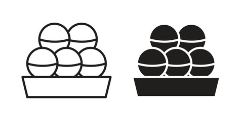 Aufkleber - Takoyaki icon. Flat and stroke versions. Graphic elements.