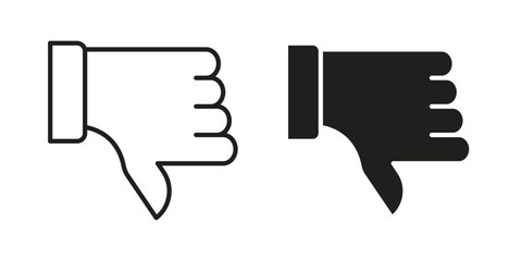 Aufkleber - Thumb down icon. Flat and stroke versions. Graphic elements.