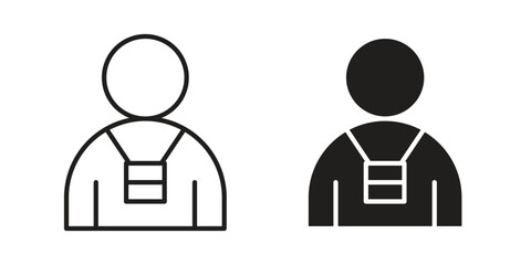 Poster - Tourist Guide icon. Flat and stroke versions. Graphic elements.