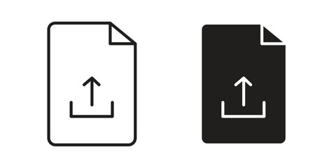 Aufkleber - Upload file icon. Flat and stroke versions. Graphic elements.