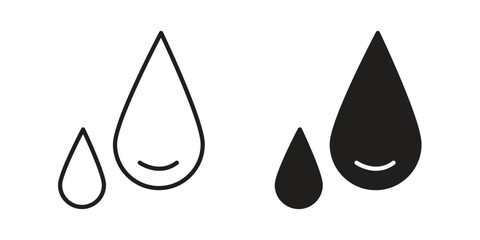 Aufkleber - Water drop icon. Flat and stroke versions. Graphic elements.