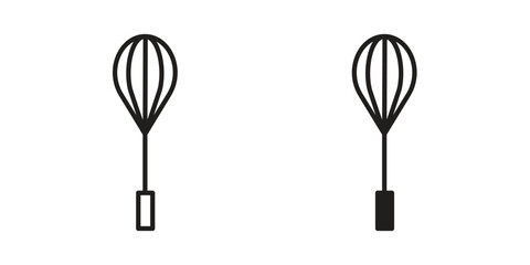 Aufkleber - Whisk icon. Flat and stroke versions. Graphic elements.