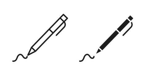 Poster - Write icon. Flat and stroke versions. Graphic elements.