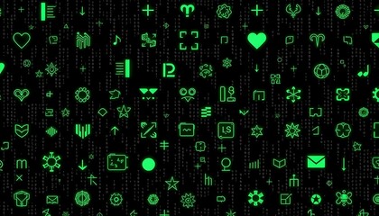 Poster - Digital icons and symbols tech environment graphic design futuristic viewpoint