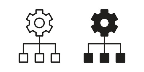 Poster - Workflow icon. Flat and stroke versions. Graphic elements.