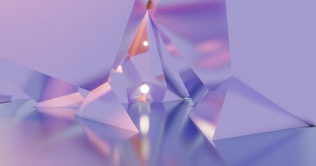 Poster - Futuristic abstract background crystal arched interior 3d render