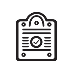 Fototapete - Black and white vector icon of a document or checklist with a checkmark symbol, ideal for business or task management concepts.