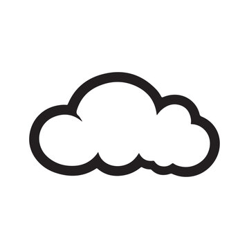 Simple black outline cloud vector illustration on a clean white background, a common graphic design element.