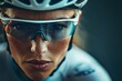 © Michael - Intense close-up of a determined cyclist wearing sunglasses and helmet