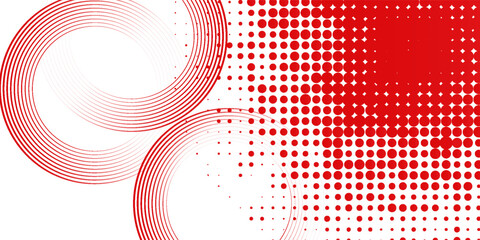 Poster - Abstract white background with red circle lines. Digital future technology concept