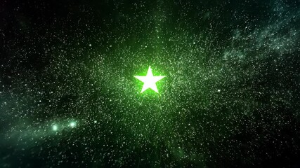 Wall Mural - Glowing Green Star in Cosmic Space
