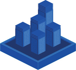Aufkleber - Isometric data server. Online computing technology. Big data flow processing concept, 3d servers and datacenter. Blue Flat design. Vector illustration. Tech, website, element