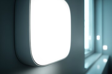 Poster - Soft glowing wall light illuminating a modern interior space during evening hours