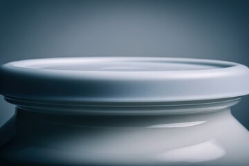 Poster - White ceramic jar with a smooth lid displayed against a simple background showcasing minimalist design